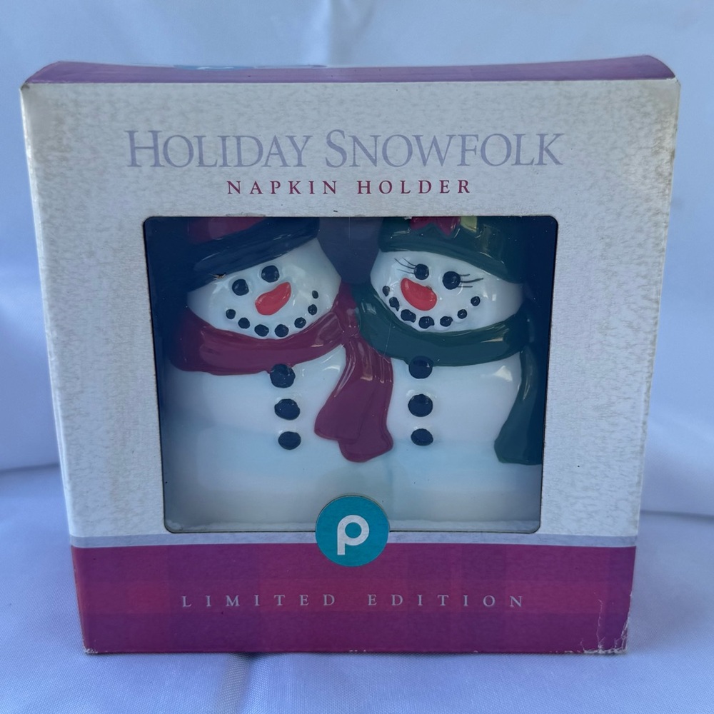 Holiday Snowfolk Snowman Ceramic Napkin Holder